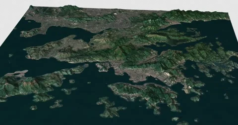 Hong Kong south to north map with 3d relief 4K satellite ground height Stock Footage 215856464