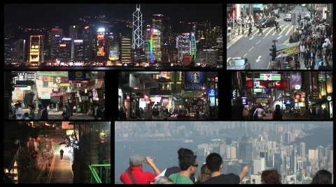 Hong Kong Split Screen Stock Footage 311751