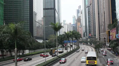 Hong Kong street traffic, Wanchai Stock Footage 59552774