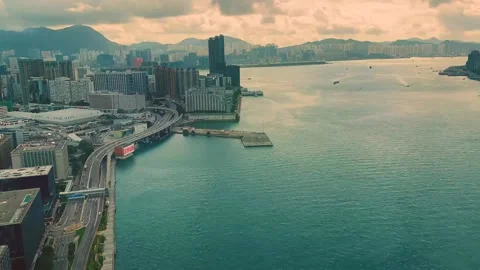 Hong Kong sunset cloudy sky time lapse Stock-Footage 196382436