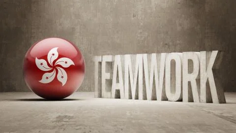 Hong Kong. Teamwork Concept. Stock Illustration