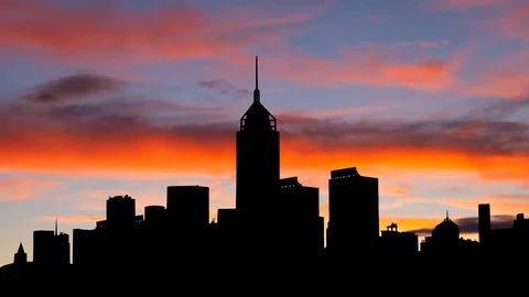 Hong Kong: Time Lapse at Twilight with Colorful Clouds, Wan Chai District, China Stock Footage 125559862