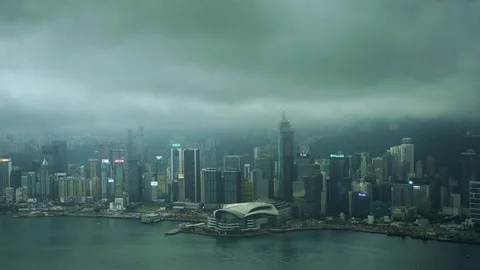 Hong Kong Timelapse - Cloudscape view of Victoria Harbor Stock Footage 84856157