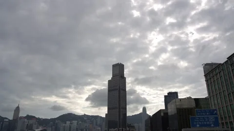 Hong Kong timelapse of daytime cloudy day at Victoria Harbour - 4k Stock Footage 292458501