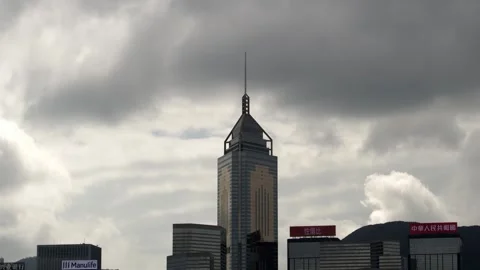 Hong Kong timelapse of daytime cloudy day at Victoria Harbour - 4k Stock Footage 292458502