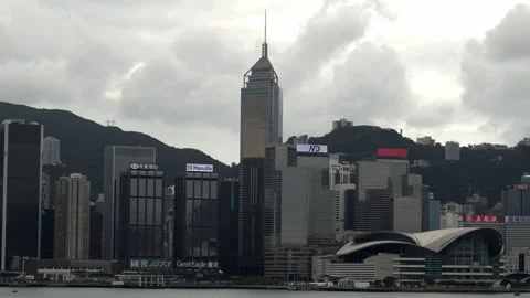 Hong Kong timelapse of daytime cloudy day at Victoria Harbour - 4k Stock Footage 292458504