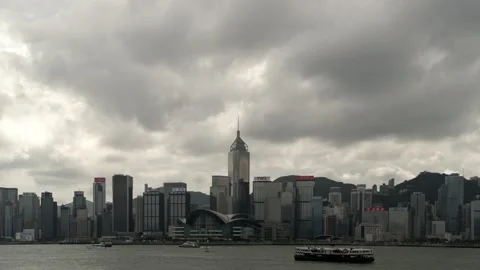 Hong Kong timelapse of daytime cloudy day at Victoria Harbour - 4k Stock Footage 292458513