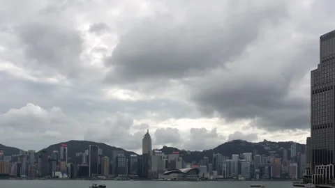 Hong Kong timelapse of daytime cloudy day at Victoria Harbour - 4k Stock Footage 292458515
