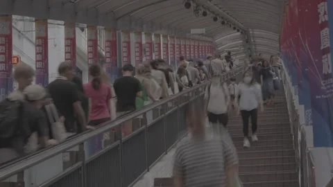 Hong Kong Timelapse Mid-level escalators Stock Footage 265069870