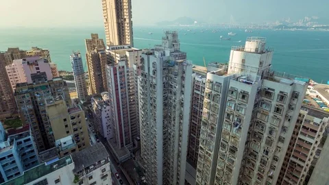 Hong Kong timelapse Rooftop view Day Skyscrapers Stock Footage 77248816