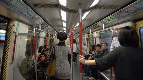 Hong Kong Train Interior Stock Footage 90485067