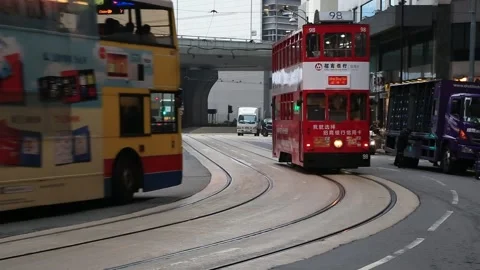 Hong Kong Trams Stock Footage 203664613
