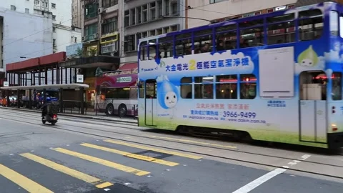 Hong Kong Trams Stock Footage 203664720