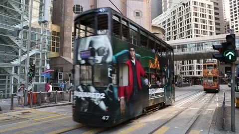 Hong Kong Trams Stock Footage 203776982