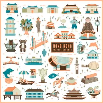 Hong Kong travel elements Stock Illustration