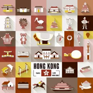 Hong Kong travel elements Stock Illustration