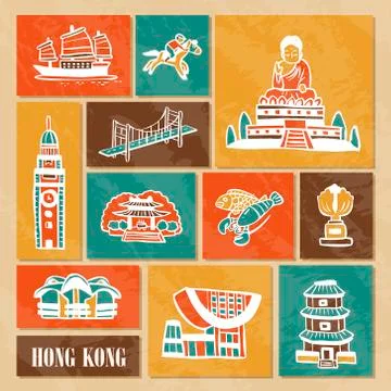 Hong Kong travel elements Stock Illustration