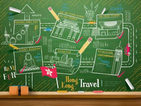 Hong Kong travel elements Stock Illustration