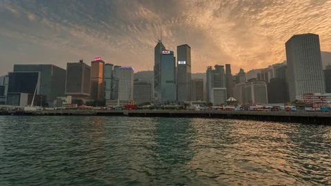 Hong Kong twillight timelapse Mooving clouds Stock Footage 77249202