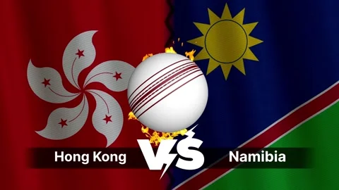 Hong Kong vs Namibia 4K Animated Cricket Intro with Flags and Ball Motion Video stock 312563796
