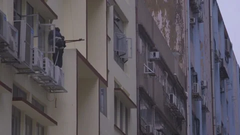 Hong Kong Window Cleaner Stock-Footage 143609137