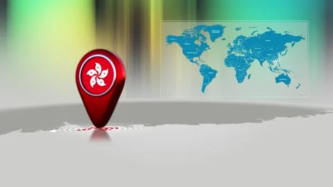 Hong Kong World Map Pin Location Background Loop 4k Stock Footage 342384579