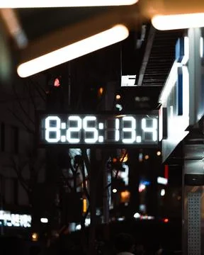 Hongdae Time Clock - Cinematic Night View Stock Photos