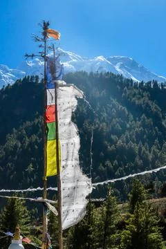Honge - A prayer flag waving on the wind Stock Photos