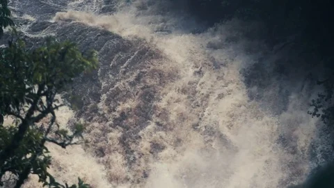 Honoli'i Falls Under Flash Flooding Conditions ( Slow Motion ) Stock Footage 74049975