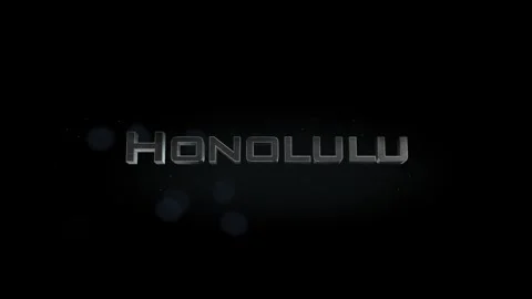 Honolulu 3D title word made with metal animation text on transparent black Stock Footage 255495013