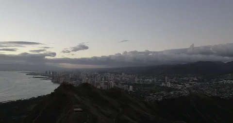 Honolulu  Aerial Sunset Video stock 121597634