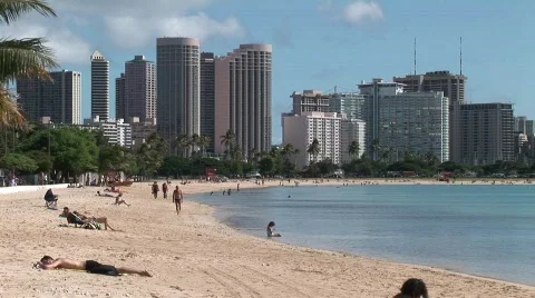 Honolulu beach  Stock Footage 313873