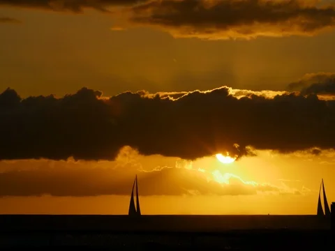 Honolulu Beach - Sunset Timelapse Vídeo Stock 74456493