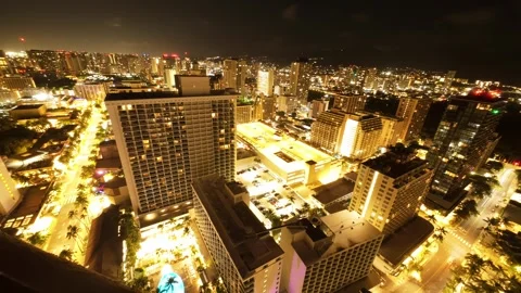 Honolulu city lights timelapse Stock Footage 293265518