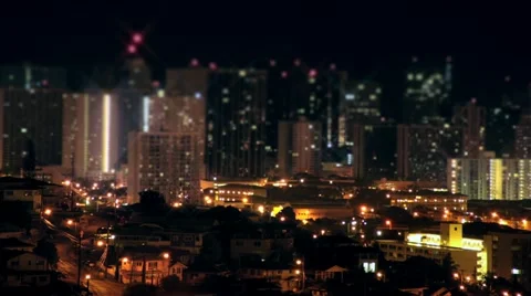 Honolulu Downtown Night (loopable) - Time Lapse Hawaii 스톡 동영상 21441850