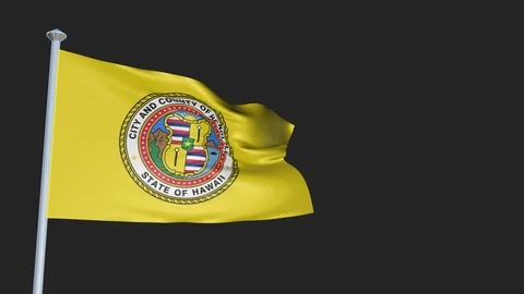 Honolulu Hawaii - Loopable 3D flag animation with Alpha Channel and Transpare Stock Footage 90973630