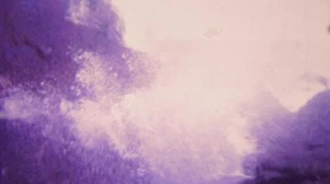 HONOLULU HAWAII USA-1964: Exploding Blue Water Geyser Rock Volcano Flowing Stock Photos