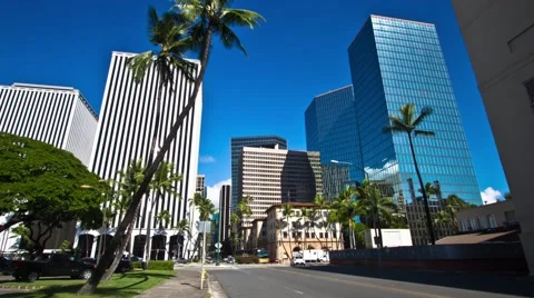 Honolulu Hyperlapse Bishop Street Stock Footage