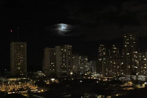 Honolulu at Night Stock Photos