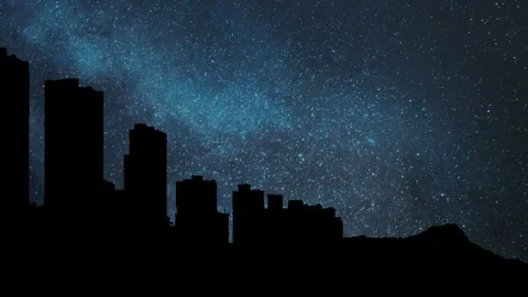 Honolulu skyline,  Time Lapse by Night with Stars and Milky Way in Background Stock Footage 271320426