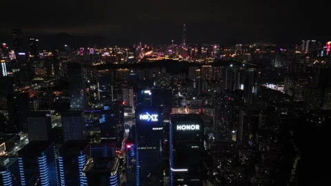 The Honor Building with lights on at night. Stock-Footage 301163564