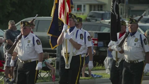 Honor Guard marching in parade, in slow motion. Stock-Footage 162639990