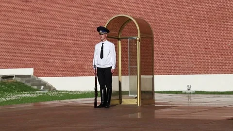 Honor guard at the tomb of the Unknown Soldier Stock Footage 134137523
