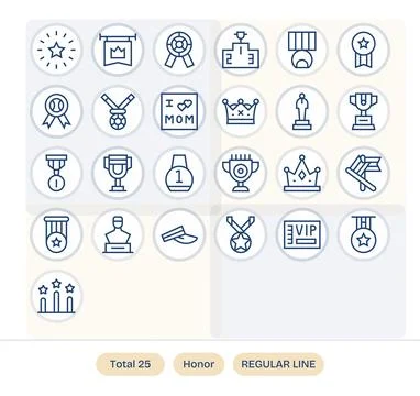 Honor Vector Icon Arsenal with 25 128x128 Regular Line Detail Enhanced design Stock Illustration