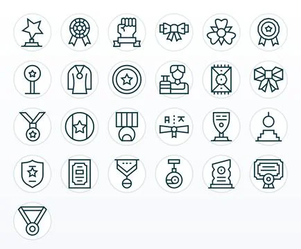 Honorary Vector Icon Repository containing 25 Regular Line 128x128 Pixel Al.. Stock Illustration