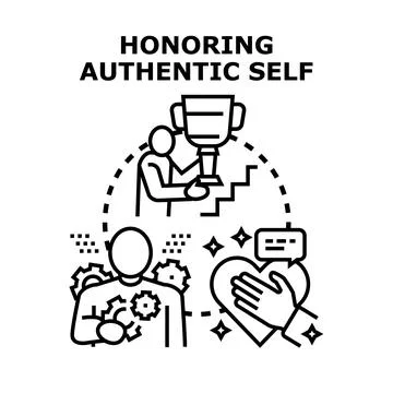 Honoring authentic self and personal development success Stock Illustration