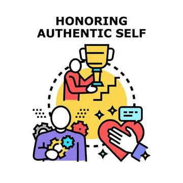 Honoring authentic self and personal development success Stock Illustration