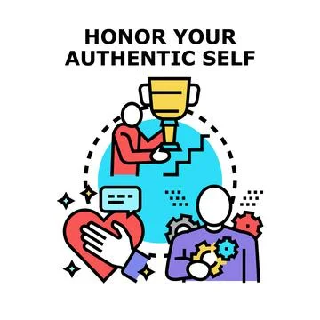 Honoring authentic self and personal growth achievement Stock Illustration