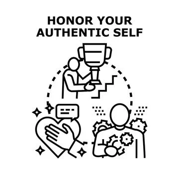 Honoring authentic self and personal growth achievement Stock Illustration