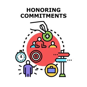 Honoring commitments and fulfilling business responsibilities Stock Illustration